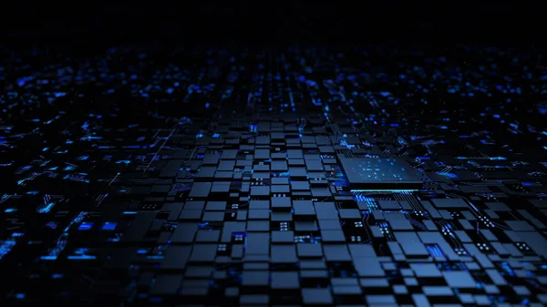 Чипсет Мікропроцесора Центральний Процесор Мікроплаті Освітлювальних Схем Кібер Футуристична Концепція — стокове фото