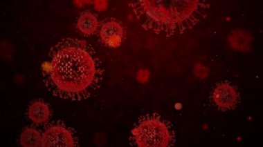 Covid-19 Coronavirus salgını konsepti için 3D üreten virüs, virüs 2019-ncov gribi salgını, mikroskobik bakış açısına göre değişen grip virüsü hücrelerinin 3D 'si, dünya pandemik risk kavramı