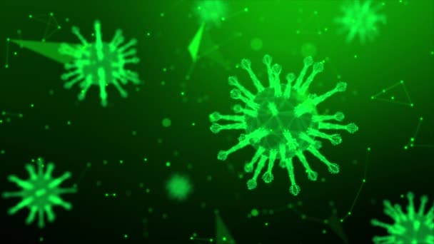 Covid 19コロナウイルス発生概念 ウイルス2019 Ncovインフルエンザ発生 顕微鏡観察による浮体式インフルエンザウイルス細胞の3D医療 世界的なパンデミックリスク概念 — ストック動画