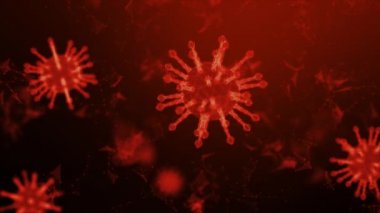Covid-19 Coronavirus salgını konsepti için 3D geniş çerçeveli virüs üretimi, virüs 2019-ncov grip salgını, mikroskobik bakış açısına göre değişen grip virüsünün 3D medikal, dünya salgını risk kavramı