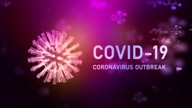 Covid-19 Coronavirus salgını konsepti için 3 boyutlu wirefram virüsü, kimyasal yapı arka planı, mikroskobik görünümde değişen grip virüsü hücrelerinin 3 boyutlu medikal yapısı, salgın risk kavramı