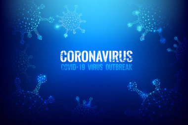 Coronavirus Covid-19 3D kablo virüsü siber fütüristik konsepti, soyut arkaplan virüsü risk çizimi içeren metin salgını