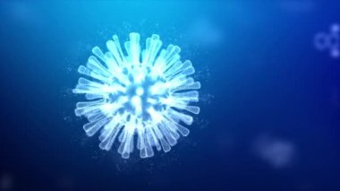 Covid-19 Coronavirus salgını konsepti için 3D geniş çerçeveli virüs üretimi, virüs 2019-ncov grip salgını, mikroskobik bakış açısına göre değişen grip virüsünün 3D medikal, dünya salgını risk kavramı