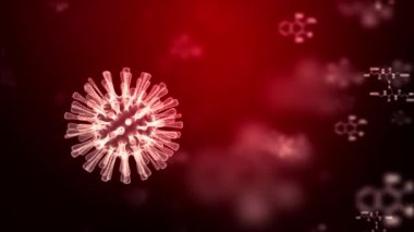 Covid-19 Coronavirus salgını konsepti için 3D geniş çerçeveli virüs üretimi, virüs 2019-ncov grip salgını, mikroskobik bakış açısına göre değişen grip virüsünün 3D medikal, dünya salgını risk kavramı