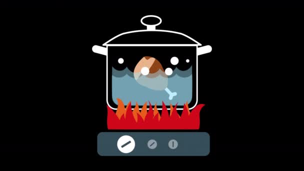 Animation Cooking Hot Food Eat Raw Food Protecting Coronavirus Covid — Stock Video