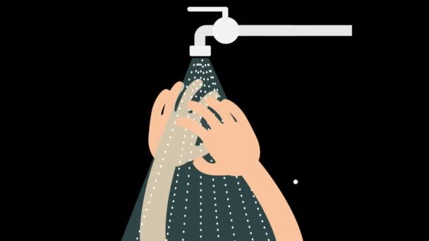 Animation Zur Reinigung Der Hände Durch Wasserwäsche Zum Schutz Des — Stockvideo