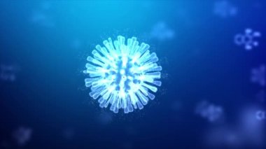Covid-19 Coronavirus salgını konsepti için 3D geniş çerçeveli virüs üretimi, virüs 2019-ncov grip salgını, mikroskobik bakış açısına göre değişen grip virüsünün 3D medikal, dünya salgını risk kavramı