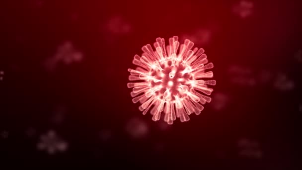 Covid 19コロナウイルス発生概念 ウイルス2019 Ncovインフルエンザ発生 顕微鏡観察による浮体式インフルエンザウイルス細胞の3D医療 世界的なパンデミックリスク概念 — ストック動画