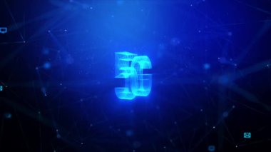 3D renching 5G with lighting and shine effect for digital and technology concept, with link line and glitter effect, futuristik creuristic data generation, dark and grain processed