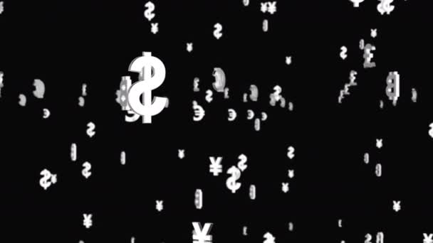 三维绘制世界货币在黑暗背景下的浮动 — 图库视频影像
