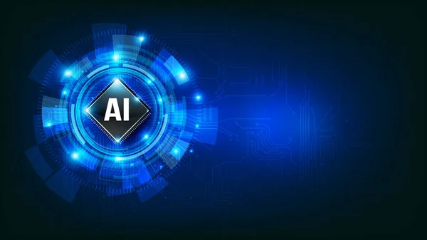 Futuristica Intelligenza Artificiale Tecnologia Sfondo Blu Scuro Interfaccia Display Head — Vettoriale Stock