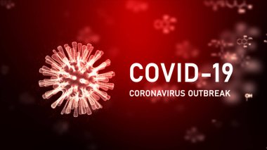 Covid-19 Coronavirus salgını konsepti için 3 boyutlu wirefram virüsü, kimyasal yapı arka planı, mikroskobik görünümde değişen grip virüsü hücrelerinin 3 boyutlu medikal yapısı, salgın risk kavramı