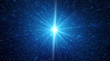 4K Soyut arkaplan parçacığı ve ışık efekti yüzer ve akar, siber uzay konsepti için, koyu ve tahıl işlenmiş