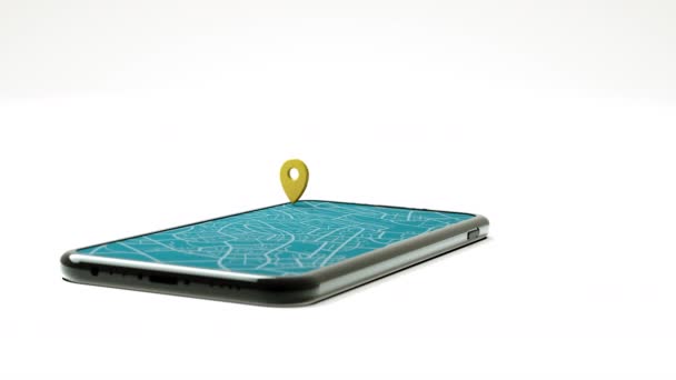 Mobiele Smartphone Renderen Met Doelpointer Routewaypoint Voor Gps Navigatiekaart Mobiele — Stockvideo