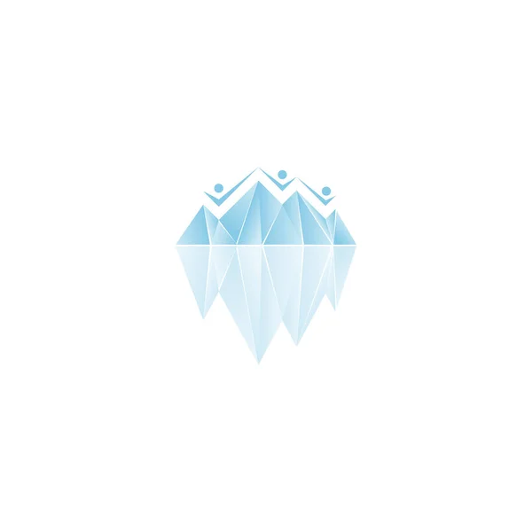 Logotipo Del Iceberg Con Tres Personas — Vector de stock