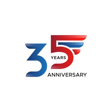 35. yıldönümü kanat vektörü kırmızı mavi