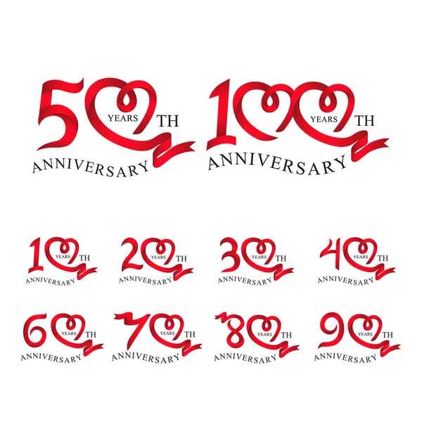 Yıldönümü kırmızı kurdele kalbini ayarla