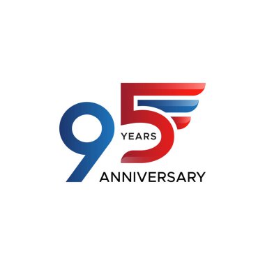 95. yıldönümü kanat vektörü kırmızı mavi renk