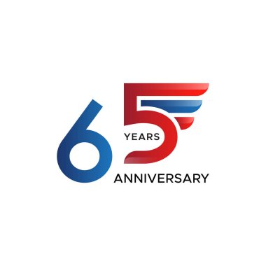 65. yıldönümü kanat vektörü kırmızı mavi