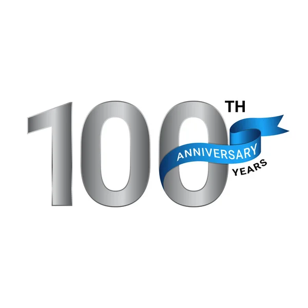 100E Anniversaire Années Argent Bleu Couleur — Image vectorielle