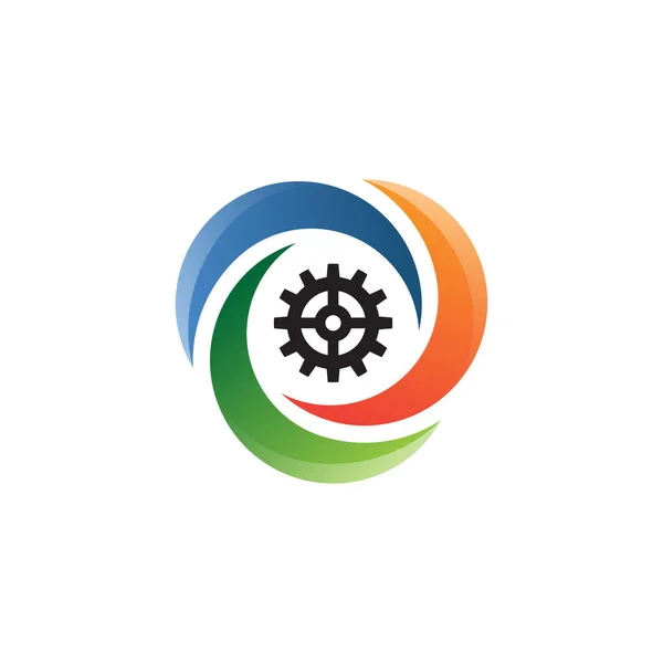 Crescente Lua Logotipo Engrenagem Vetor — Vetor de Stock