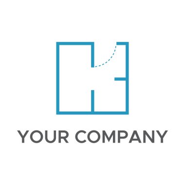 İlk harf k logosu ev ve iç çizimler