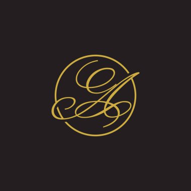 İlk harf logo betik dairesi altın