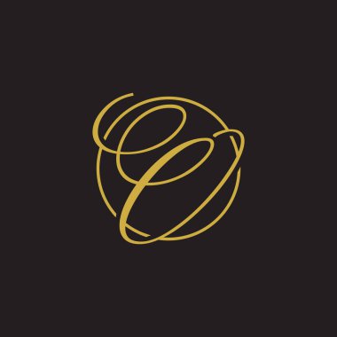 İlk harf logo betik dairesi altın