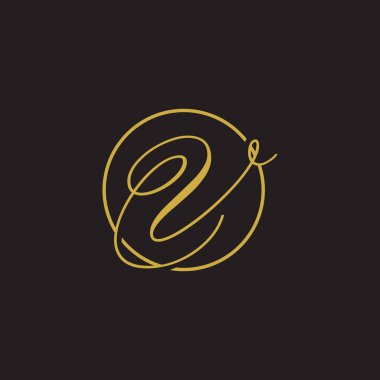 İlk harf logo betik dairesi altın