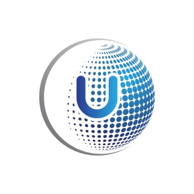 İlk harf u logo dairesi soyut