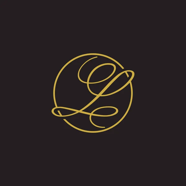 Beginletter Logo Script Cirkel Goud — Stockvector