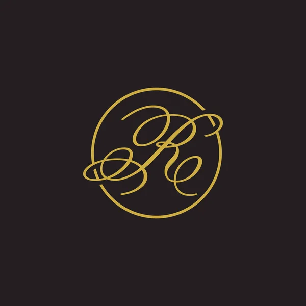 Letra Inicial Logo Script Círculo Oro — Vector de stock