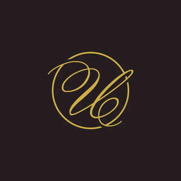 Letra Inicial Logo Script Círculo Oro — Vector de stock