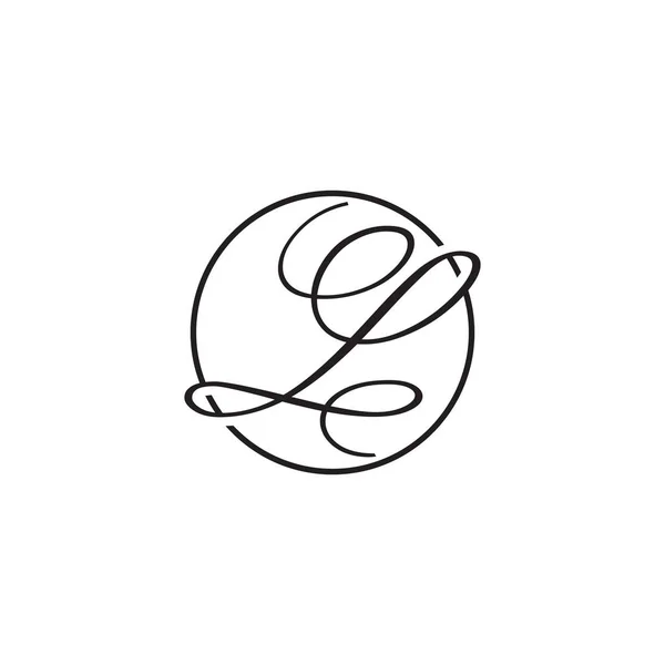 Initial Letter Logo Script Circle — 스톡 벡터