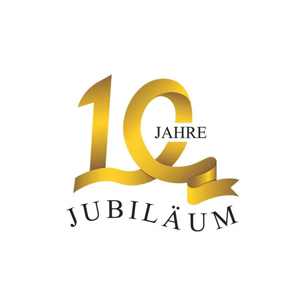 Jubilaum Jahre Ribbon Number Gold Color — 스톡 벡터