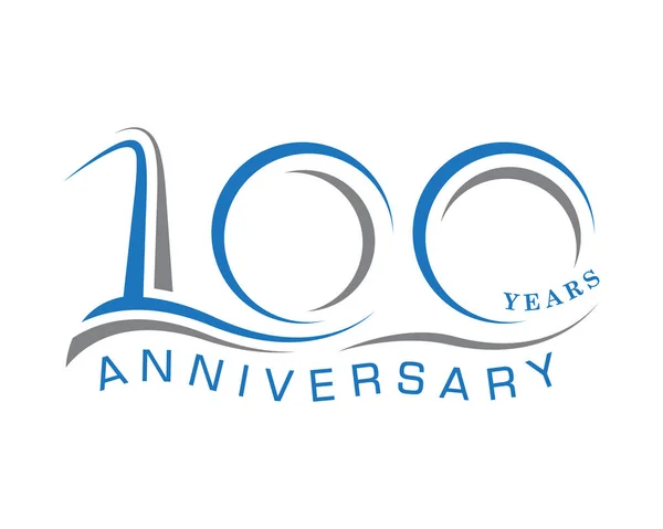 100 Anos Aniversário Com Elemento Onda Vetor Curvo — Vetor de Stock