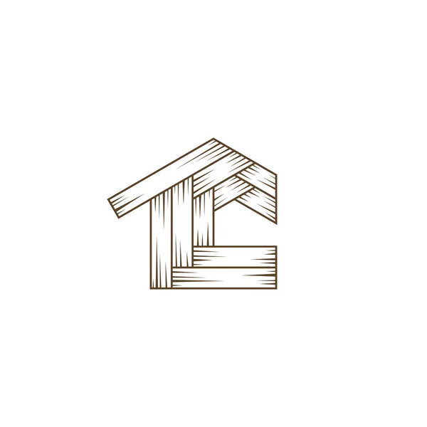 Initial Letter Wooden House Logo — Stock Vector