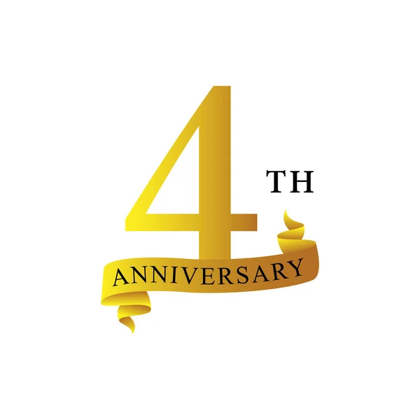 Ruban Anniversaire 4Ème Année Logo — Image vectorielle