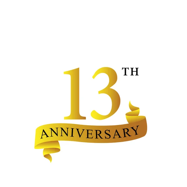 Fita Aniversário 13Th Anos Logotipo — Vetor de Stock