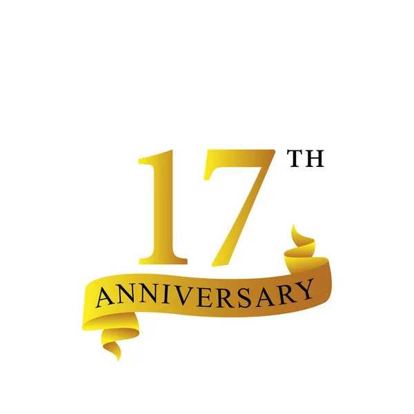 Ruban Anniversaire 17E Année Logo — Image vectorielle