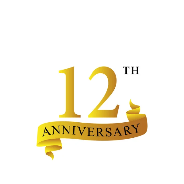 リボン記念日12年ロゴ — ストックベクタ