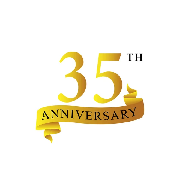 Ribbon Anniversary 35Th Years Logo — Stock Vector