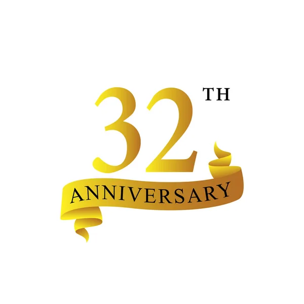 リボン記念日32年ロゴ — ストックベクタ
