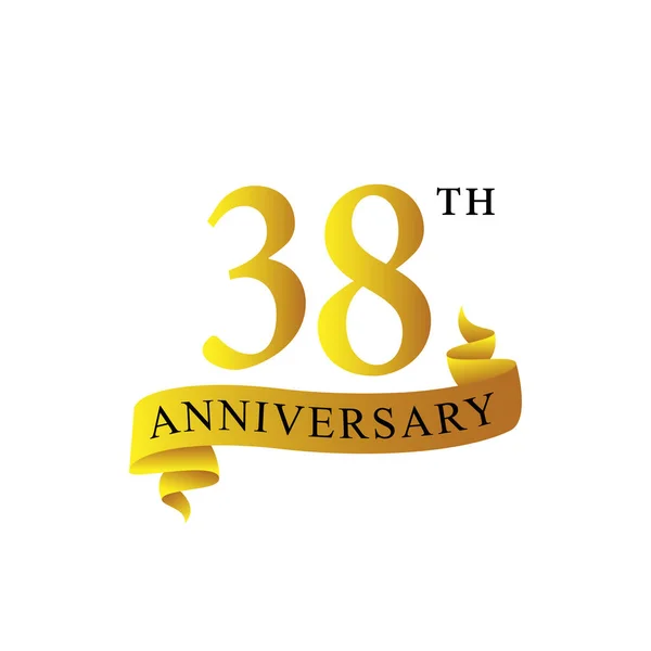 リボン記念日38年ロゴ — ストックベクタ
