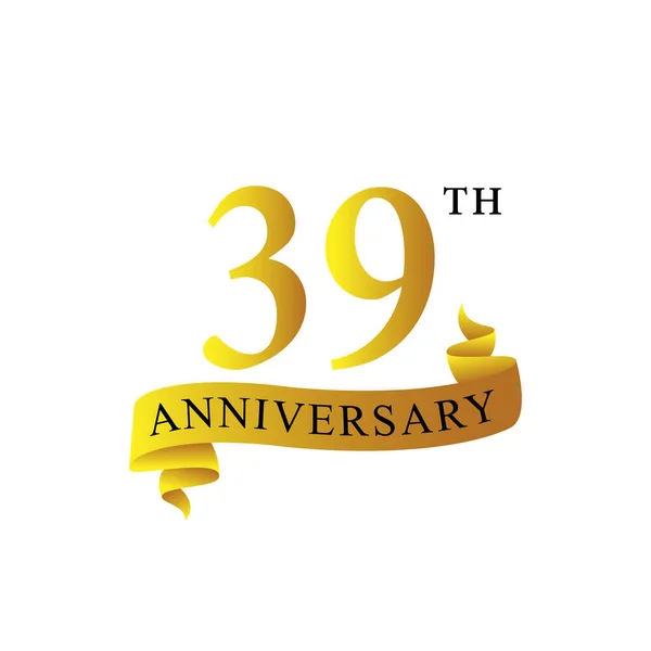 リボン記念日39年ロゴ — ストックベクタ
