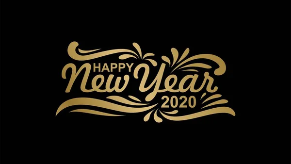 Szczęśliwego Nowego Roku 2020 Złota Vintage Design — Wektor stockowy