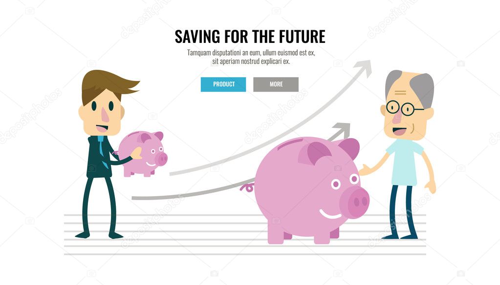 businessman and growing piggybank with timeline.