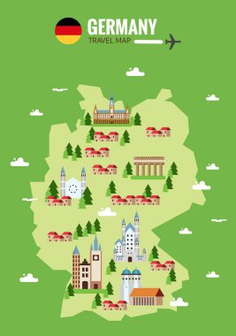 Almanya seyahat Haritası. Infographic seyahat ve Simgesel Yapı.