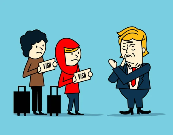 Donald Trump verbod islamitische immigratie mensen. — Stockvector