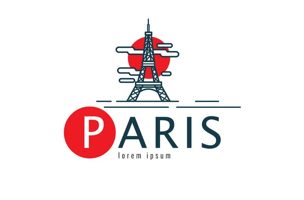 Logotipo Paris. cena da Torre Eiffel. plano linha fina design ele — Vetor de Stock